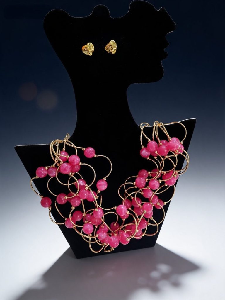 Set Collana Perle Fucsia