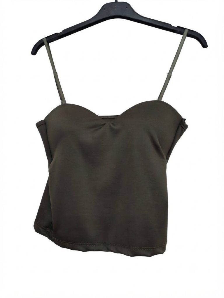 Top con bretelline verde oliva