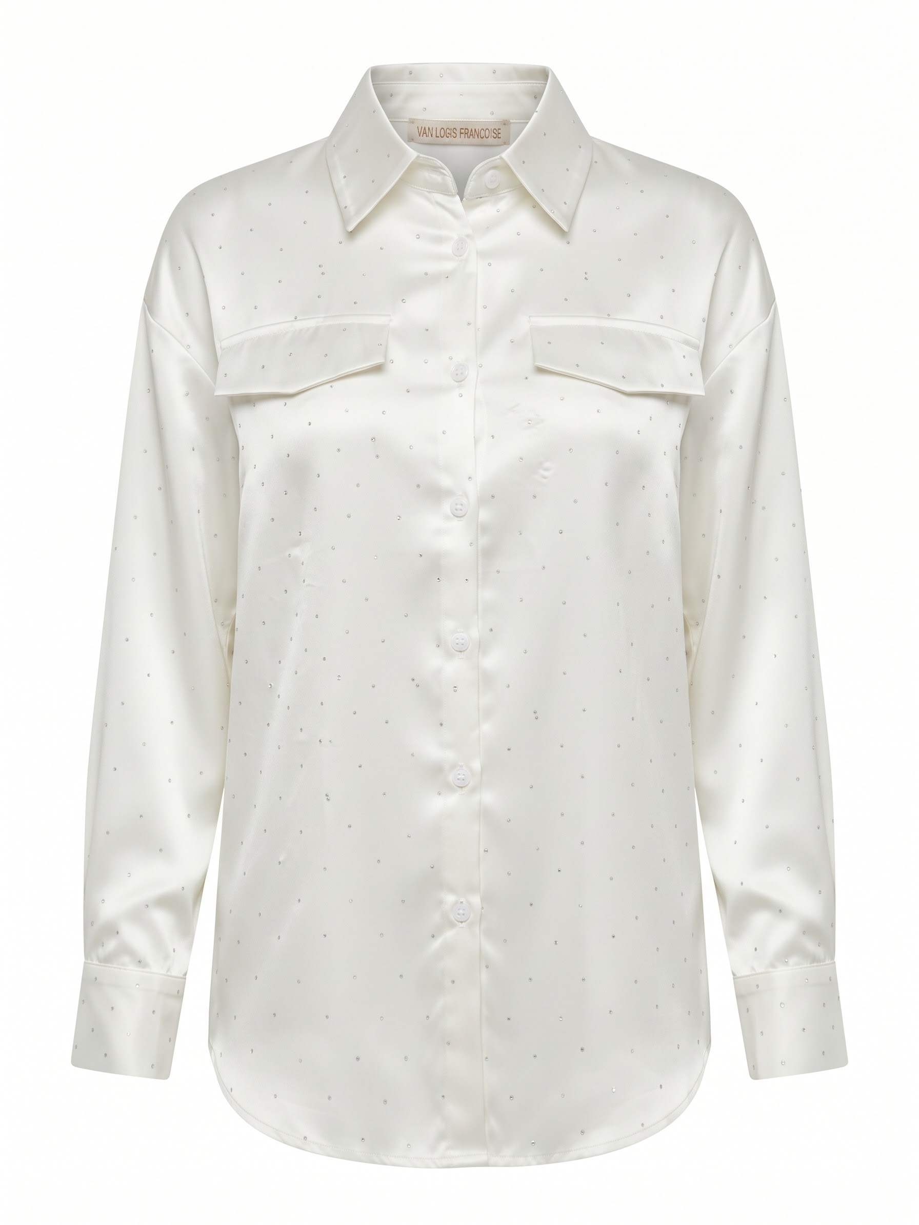 Camicia in raso con strass – oversize - immagine 3