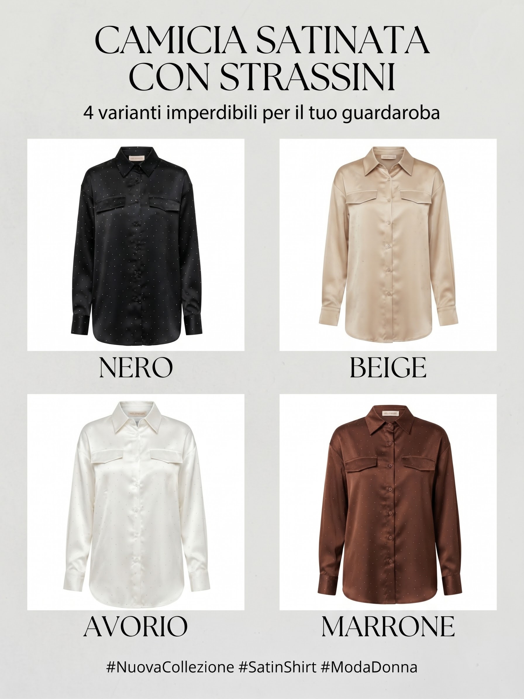 Camicia in raso con strass – oversize - immagine 5