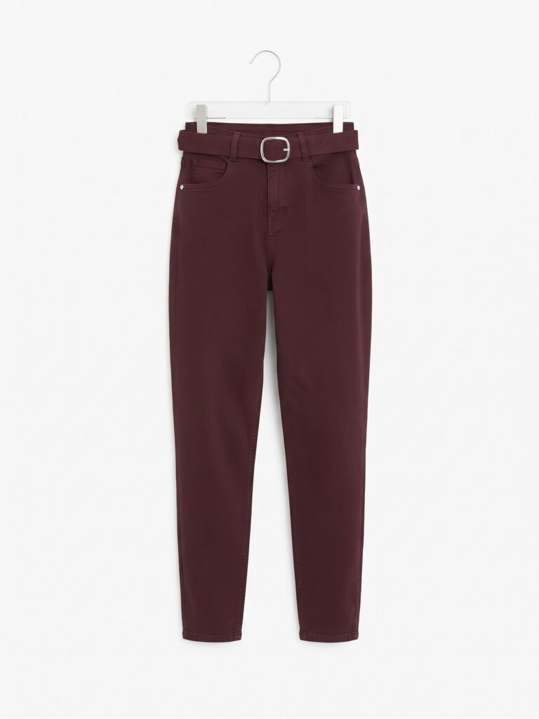 Jeans mom fit color vino con cintura