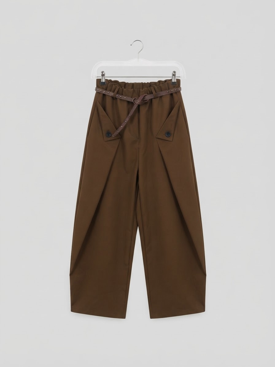 Pantalone a palloncino con pieghe e cintura borchiata - immagine 2