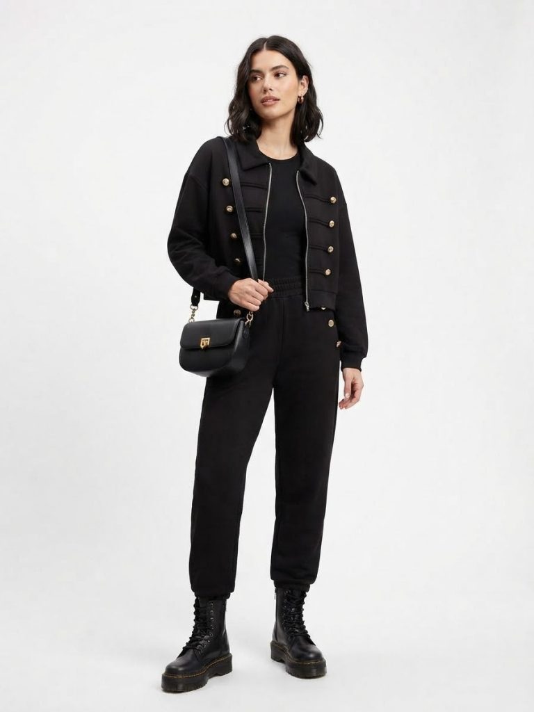 Look total black con felpa militare e jogger-Terryfashionlove