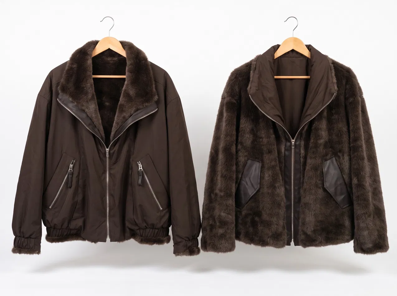 Giubbotto reversibile in ecopelliccia oversize - immagine 4